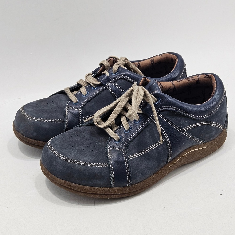 Barefoot Freedom by Drew Geneva Women 9.5 XW Navy Leather Comfort Sneaker